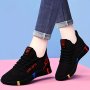 Women's Flower Pattern Sneakers Breathable Knit Lace Up Outdoor Shoes Comfortable Low Top Running Shoes