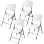 White Folding Chair Heavy Duty Steel Frame Foldable Plastic Chair - 4 Pack