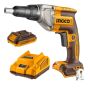 Ingco - Cordless Drywall Screwdriver 6.35MM-1/4 With 2AH Battery & Charger
