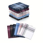 Premium Men's Plaid Pocket Squares - 12PCS In Assorted Colors Soft Cotton Blend Elegant & Versatile For Formal Occasions Machine
