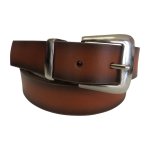 Ladies Burnished Metal Loop Belt - Tan - 30MM