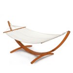 Oncloud Hammock Wood Arc Stand With Double Hammock Hammock With Stand For Outside Natural Wooden Stand 330LBS 10.5 Ft