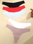 6PCS Solid Seamless Thongs Comfy & Breathable Intimates Panties Women's Lingerie & Underwear