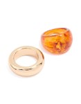 Goldair Gold & Orange Acrylic Rings 2-PACK - M l