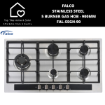 Falco Stainless Steel 5 Burner Gas Hob - 90CM FAL-SSGH-90
