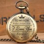 LOVE YOU FOREVER TO SON" Pocket Watch Vintage Quartz Waist Chain Pocket Watch Gift For Son