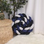 Cot Bumper Braided 3 Strand Navy Black And Grey