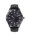 Men's Watch - 44MM Gunmetal Case Black Dial And Brown Leather Strap