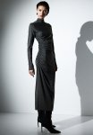 Gathered Turtleneck Dress - Dark Grey Marl