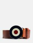 Ben Sherman Distressed Leather Target Buckle Tan Belt - 40 Brown