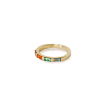 Semi Precious Baguette Half Eternity Band In Yellow Gold