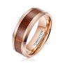 Men's Koa Wood Rosegold Tungsten Ring - R-053 - 10