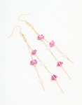 Goldair Gold Pearl & Pink Rose Chain Drop Earrings