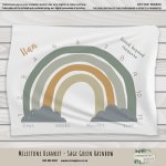 Milestone Blanket Sage Green Rainbow