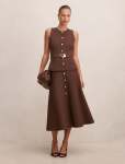 Amelia Layered A-line Midi Dress - 18 Chocolate Martini