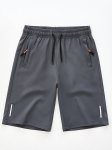 Boy's Solid Quick Dry Athletic Shorts Drawstring Zipper Pocket Sweat Absorbing Summer Spring Outdoor Sport Shorts