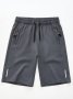 Boy's Solid Quick Dry Athletic Shorts Drawstring Zipper Pocket Sweat Absorbing Summer Spring Outdoor Sport Shorts
