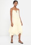 Straps Detail Frills Midi Dress - Cream
