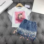 Denim Skirt With Unicorn Top