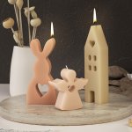 1PC Love Rabbit House Angel Silicone Mold Plaster Ornament Mold Easter Bunny Drop Glue Mold Diy Handmade Silicone Mold For Aroma