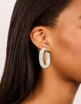 Silver Diamante Hoop Earrings
