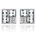 DESTINY Square Earrings With Rhodium Plating Embellished With Swarovski Crystals - Default