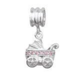 A217-C14837 - 925 Sterling Silver Baby Carriage Charm European Charm Bead