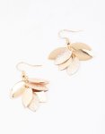 Goldair Gold Textured Leaf Drop Earrings