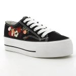Pierre Cardin Bouquet 3 Flower Lace Up Sneaker - Black - 8