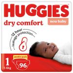 Huggies Dry Comfort - Size 1 New Baby Jumbo Pack - 96 Nappies