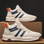 Men's Trendy Middle Top Lace Up Sneakers - Non Slip Comfy Durable Jogging Shoes For Outdoor Casual Activities Traveling