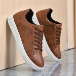 Men's Retro Trendy Faux Leather Low Top Skate Shoes Non Slip Comfy Casual Shoes For All Seasons Outdoor Walking Traveling Busine