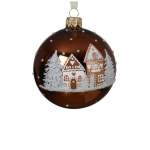 Glass Bauble With Gingerbread House 8CM - L brown