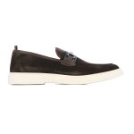 Suede Trim Loafers -brown
