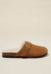 Cotton On Rex Buckle Mule - Sienna Brown Micro Sherpa