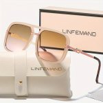 Linfemand Fashion Glasses Hip Hop Square Double Bridge Fashion Glasses For Men Women Outdoor Party Vacation Travel Holiday Gift