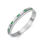 Emeralda Cz Bangle Stainless Steel Clip Open Bangle Length: 17CM