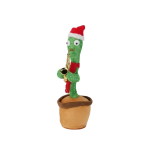 Xmas Cactus Plush With Lights And Movement 10X10X35CM - With Trumpet