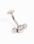 Titanium Cubic Zirconia Reversible Belly Bar