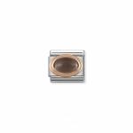 Rose Gold Enamel With Oval Natural Stones Smoky Topaz Link