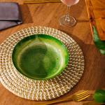 Printed Glazed Salad Bowl Green Mist