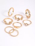 Goldair Gold Leaves Ring 8-PACK - M l