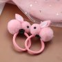 2PCS/SET Girls Easter Plush Rabbit Hair Tie Stretch Rubber Bands Hair Rope Hair Bands Ponytail Holders Hair Accessories Children's Gift