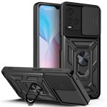 For Vivo Y21S Sliding Camera Cover Tpu+pc Phone Case Black