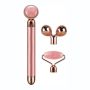 3 In 1 Electric Vibrating Natural Rose Quartz Jade Roller Facial Massager