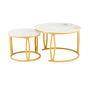 2 Piece Of Modern Round Living Room Marble Top Nesting Coffee Table