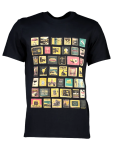 Graphic Print Black Cotton T-Shirt - S Blue