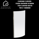 Chrome Curved Fixed Shower Screen For Curved Bath - 709 X 1400MM