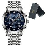 Men's Office Quartz Watch Blue Dial Stainless Steel Everyday Wear