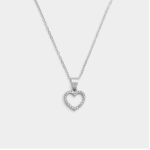 Sterling Silver Cubic Zirconia Kid&apos S Open Heart Pendant Necklace
